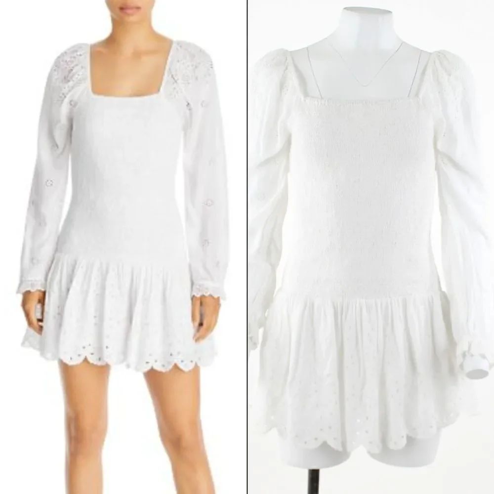 LoveShackFancy Jayce Long Sleeve Minidress in Antique White